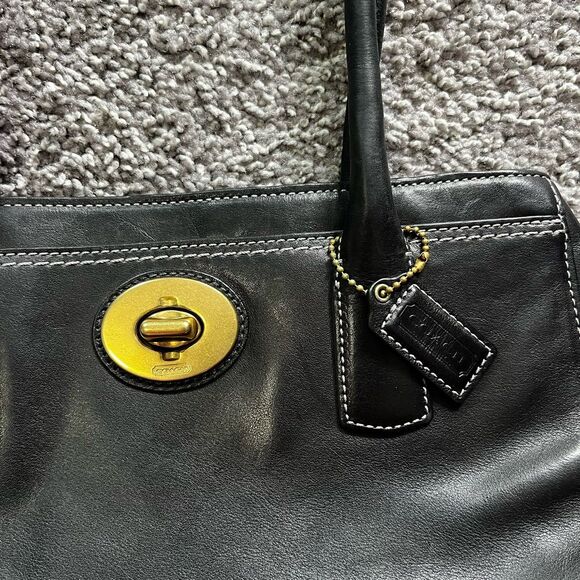 Vintage Coach Madeline Top Handle Satchel Handbag Black Leather 12482 - Picture 3 of 11